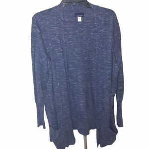 Basic Editions Blue Heathered Cardigan Sweater